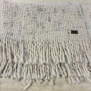 UGG White Woven Throw Blanket